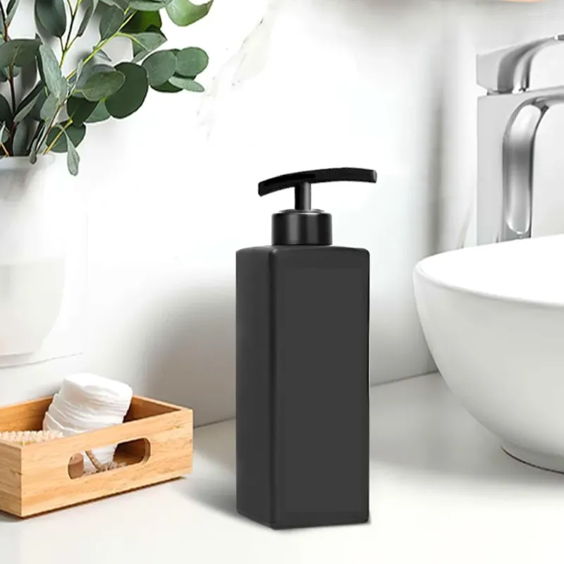 Dispensador de jabón líquido Leeseph, diseño cuadrado de acero inoxidable 304, negro mate, para baño