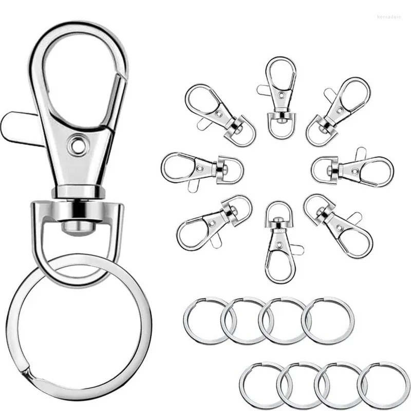 Keychains 100x nyckelringskrokar svängbar trigger hummerspänne med ringar diy konst hantverk för lanyard smyckesfynd som gör