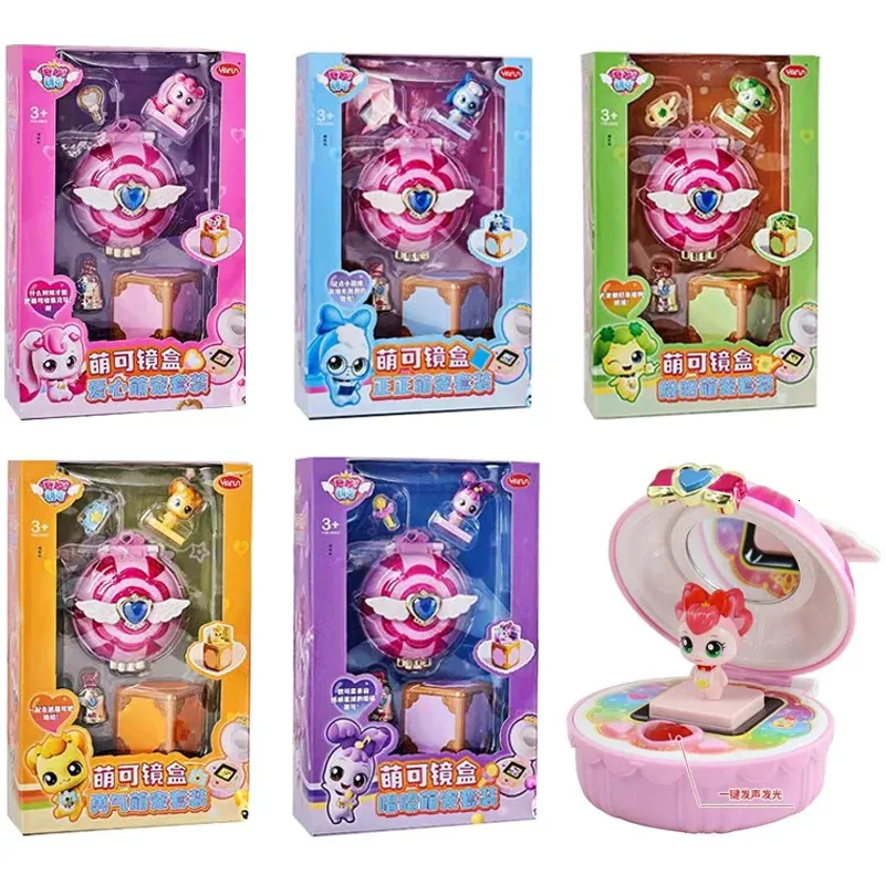 Anime Catch Teeniing Musik Glödande spegelbox Set Cartoon Love Princess Sound and Light Series Toys Childrens Gifts 240130