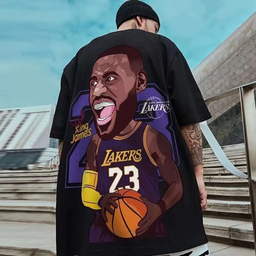 Tendance hip-hop rue à manches courtes Lakers 23 James T-shirt pour hommes été hommes shorts manches luxe mode chemises graphique T-shirt