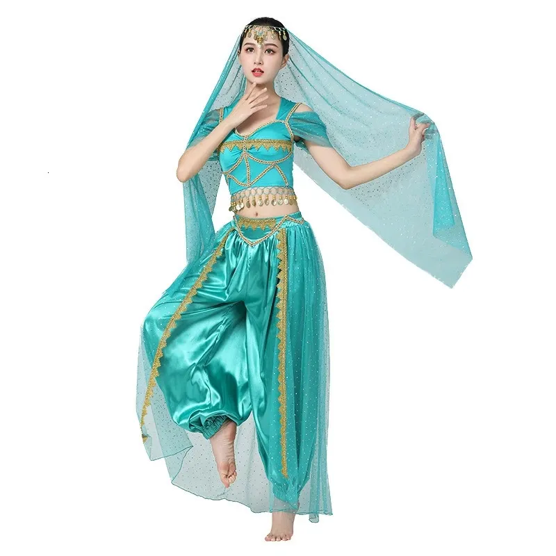 Exotische dansbuikdanskostuums ingesteld voor dames 4pcs cosplay Stage Performance Dancewear 240202