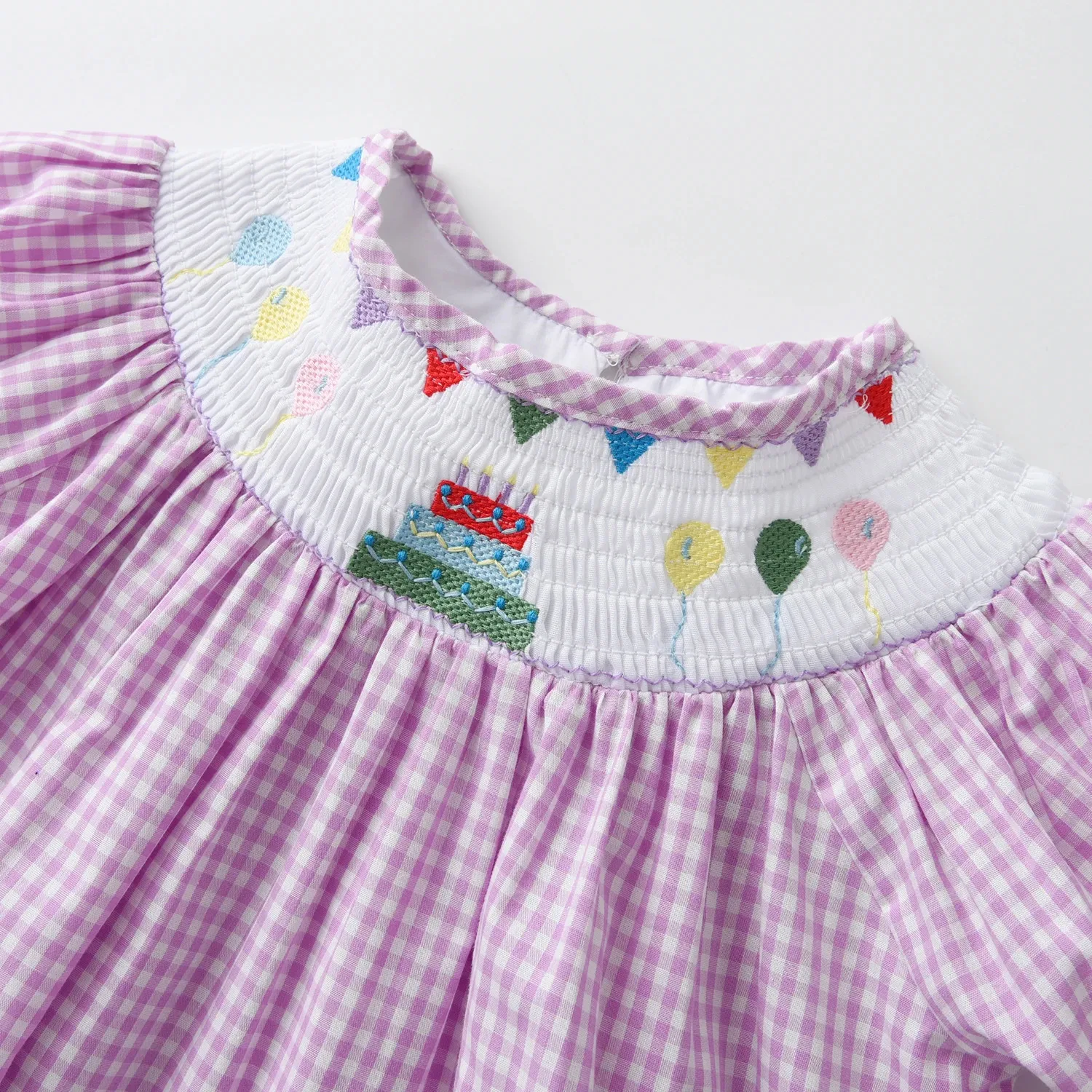 blue dress for baby girl Birthday Girl Smocked Bubble  Lillie & Lilah