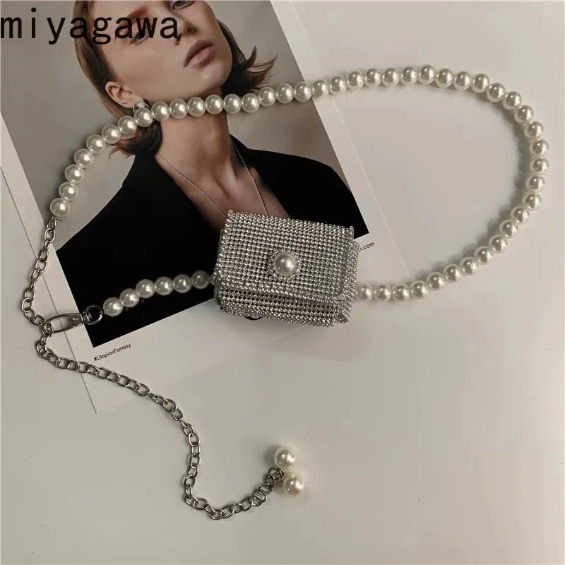 Miyagawa Perle Ceinture Accessoires Femmes Strass Petit Sac Décoration Associé à Robe Chaîne Taille packs Chaîne Sac Ins Mode 240130