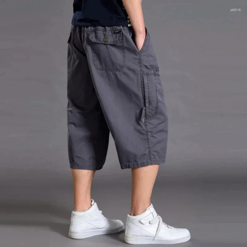 Pantalones cortos para hombres de gran tamaño de verano de algodón sueltos pantalones de carga ocasionales pantalones de chándal más tamaño gimnasio pantalones recortados ropa