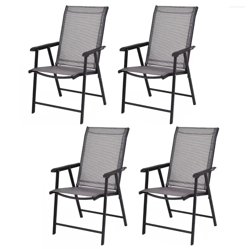 Camp Furniture Costway Set av 4 utomhus uteplats fällbara stolar camping däck trädgård pool strand w/armstöd