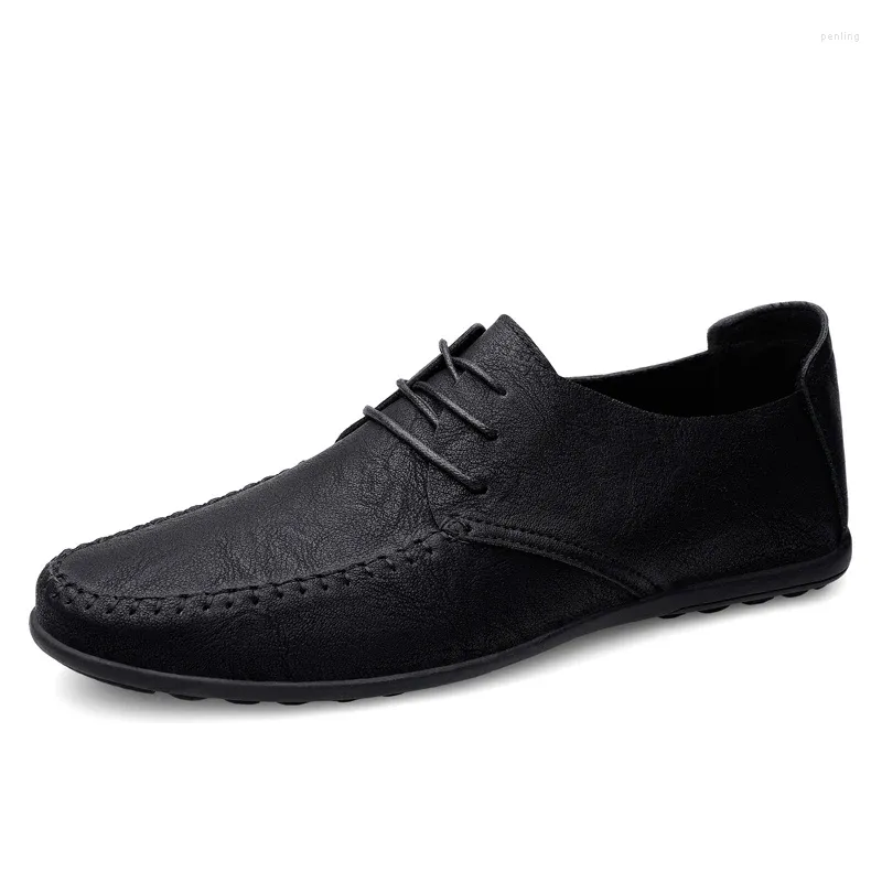 Dress Shoes Leather Men Fashion Formal Moccasins Italian Breathable Male Driving Black Plus Size 38-47
