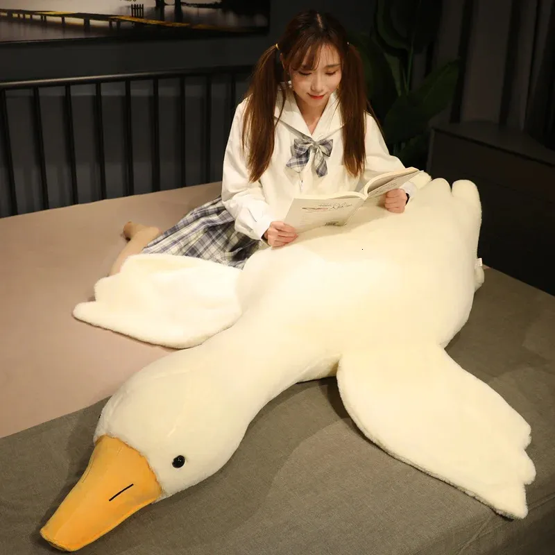 50-190cm Huge Cute Goose Plush Toys Big Duck Doll Soft Stuffed Animal Sleeping Pillow Cushion Christmas Gifts for Kids and Girls 240125