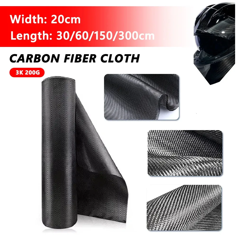 30/60/150/300cm 3K 200gsm0.2mm Thickness Carbon Fiber Cloth Plain Carbon Fabric For Commercial Car Part Sport Equipment 240202