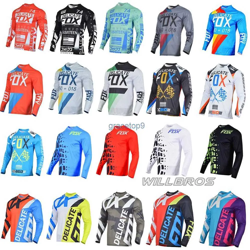 Homens camisetas Delicado Fox Jersey Motocross T-shirt Motocicleta Bicicleta Bicicleta Off-Road Ciclismo Moto Mtb Enduro Atv Utv Roupas Mens H86R