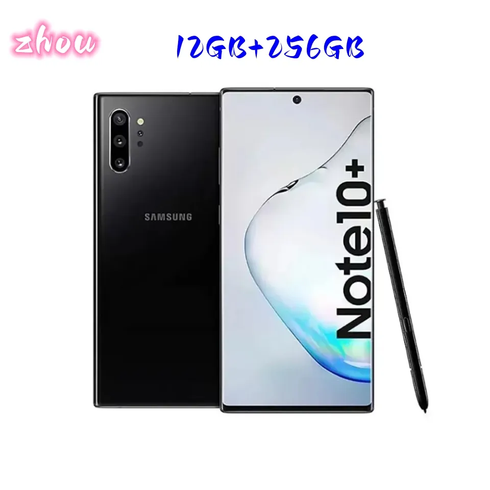 Original remodelado Samsung Galaxy Note 10 Plus N975U Celular sem relógio Octa Core 12GB / 256GB ROM 6,8 polegadas 4G Lte