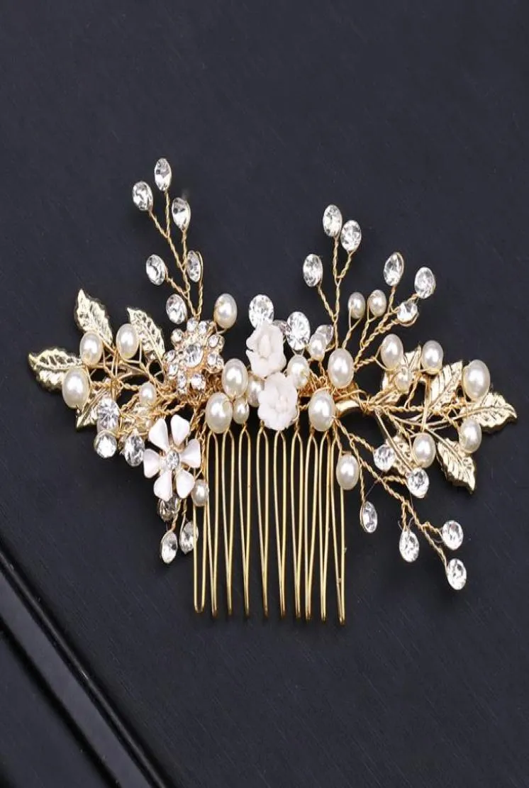 Golden Leaf Comb Brudhår Bröllopsklänning Bröllopsklänning Tillbehör Bridal Ornament9652045