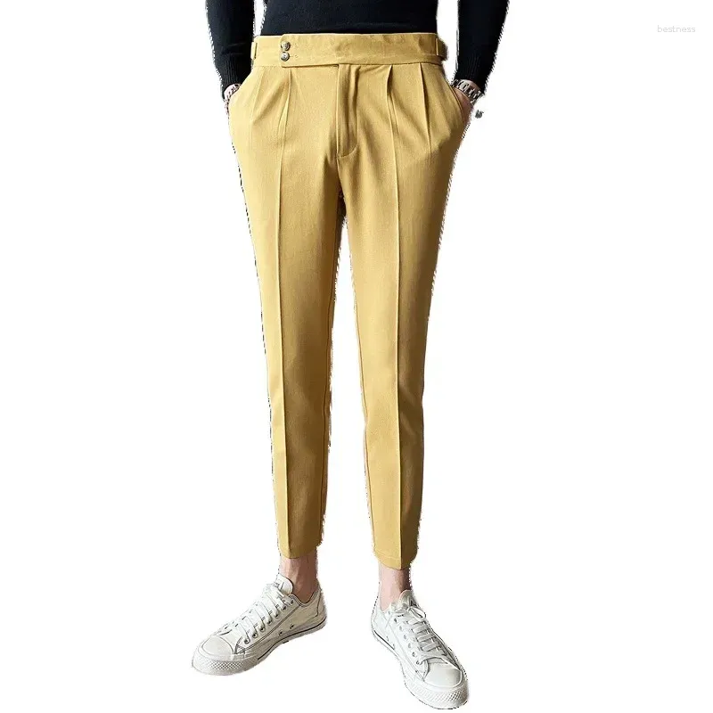 Men's Pants 2024 Spring Fashion Casual Versatile Slim Leg And Feet Fit Solid Color Suit