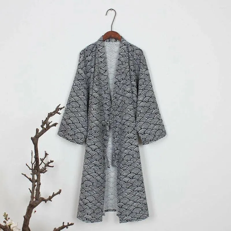 Men's Sleepwear Japanese Classic Bathrobe Kimono Yukata Traditional Gown Nightwear Robe Casual Bathing Sweat Steaming Pajamas