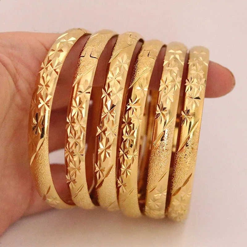 8MM Lot Dubai Gouden Armbanden voor Vrouwen Mannen 24k Kleur Ethiopische Armbanden Afrikaanse Sieraden Saudi Arabische Bruiloft bruid Gift 240202