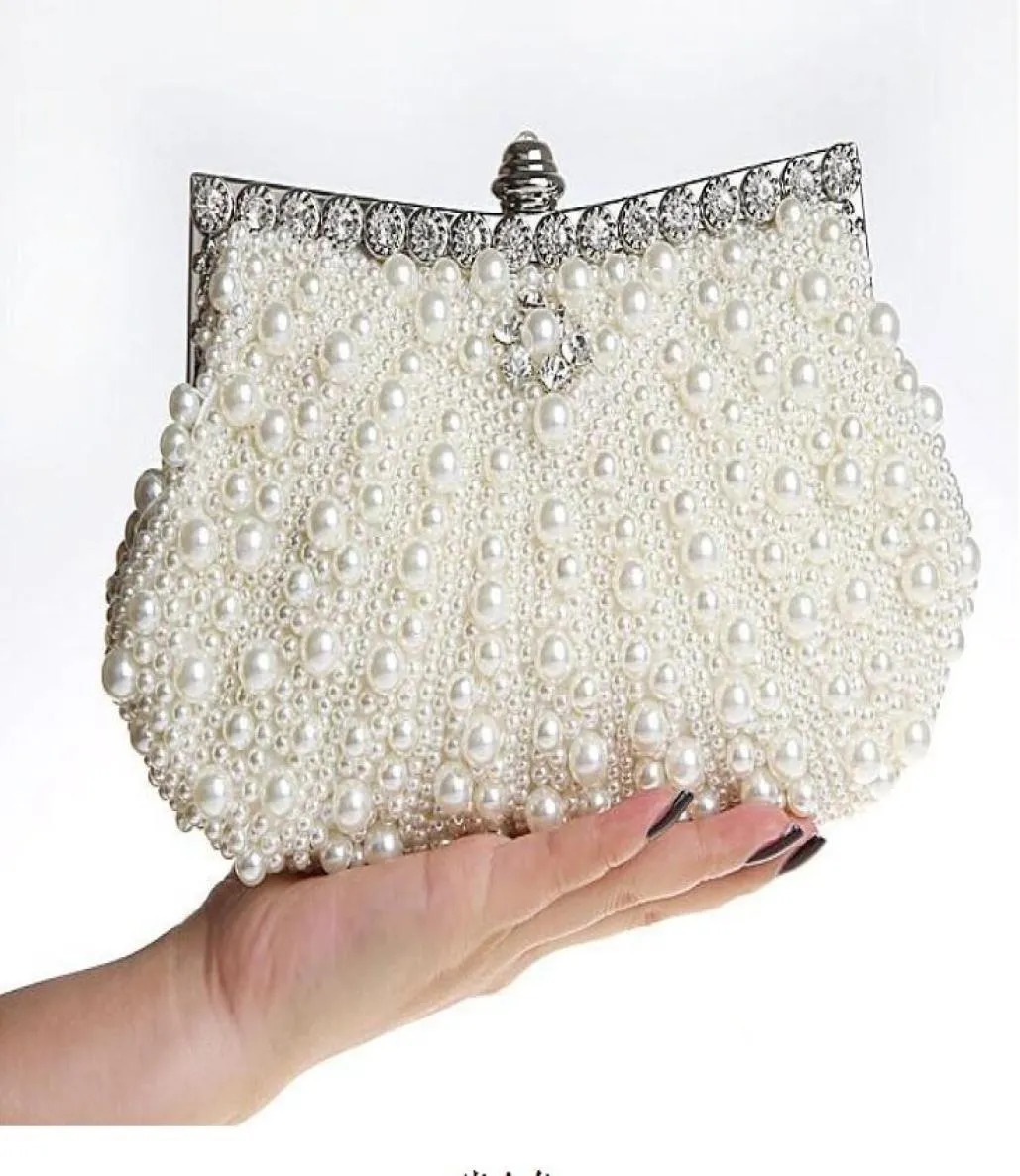 bellissima borsa da sposa in avorio con perline borsa da sposa champagne perla in borse da donna 039s pochette per banchetti serali per feste di ballo7642555