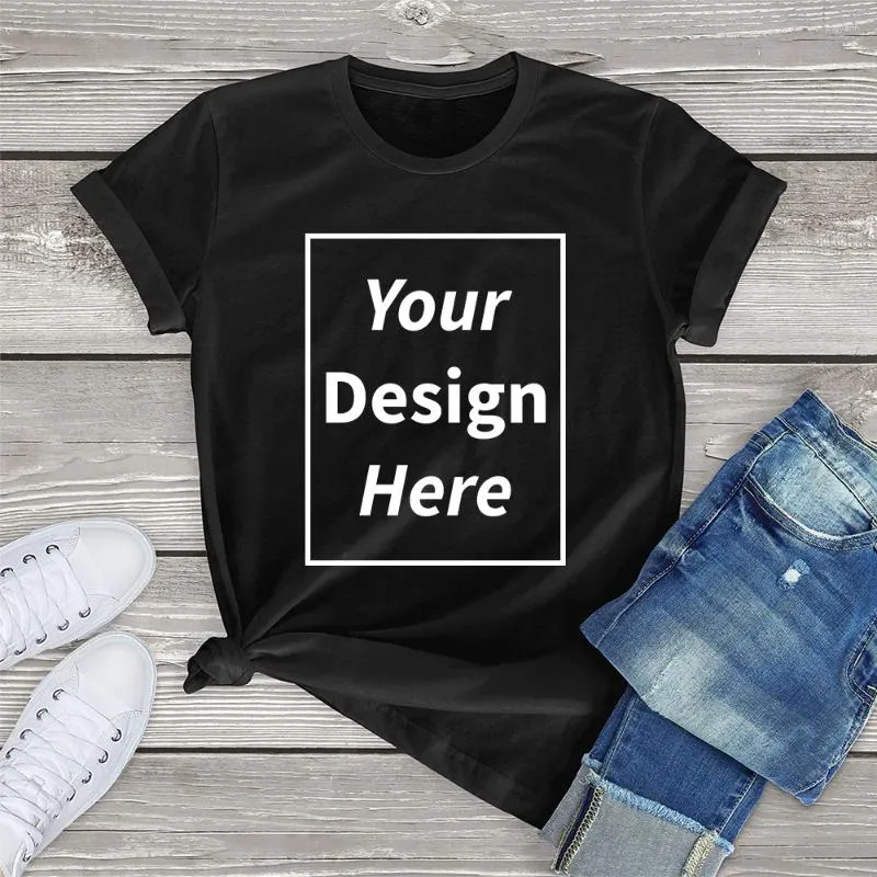 Kadın Tişörtleri Kendi Tasarım Marka Logo Resim Özel Gömlek Kısa Kollu T-Shirt Baskılı Üst Kadın Unisex Erkek Sokak Giyim Tee DIY 15