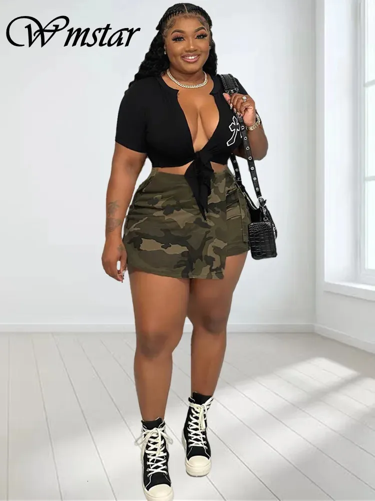 Wmstar plus size roupas femininas shorts saias carga camuflagem casual sexy moda mini calças atacado gota 240130