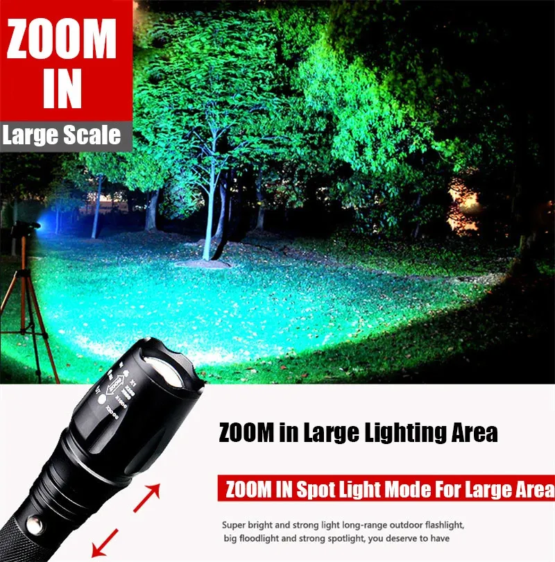 Osgal Super Bright 5000 Lumens Flashlight - Rechargeable LED Flashlight With 5 Modes, Zoom, And IP67 Waterproof