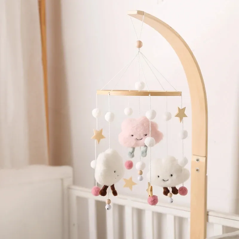 1 szt. Baby Grzechotki Crib Mobile Toy Bell Bell Musical Box 0-12 miesiąc Clouds Bawełny drewniany dzieci