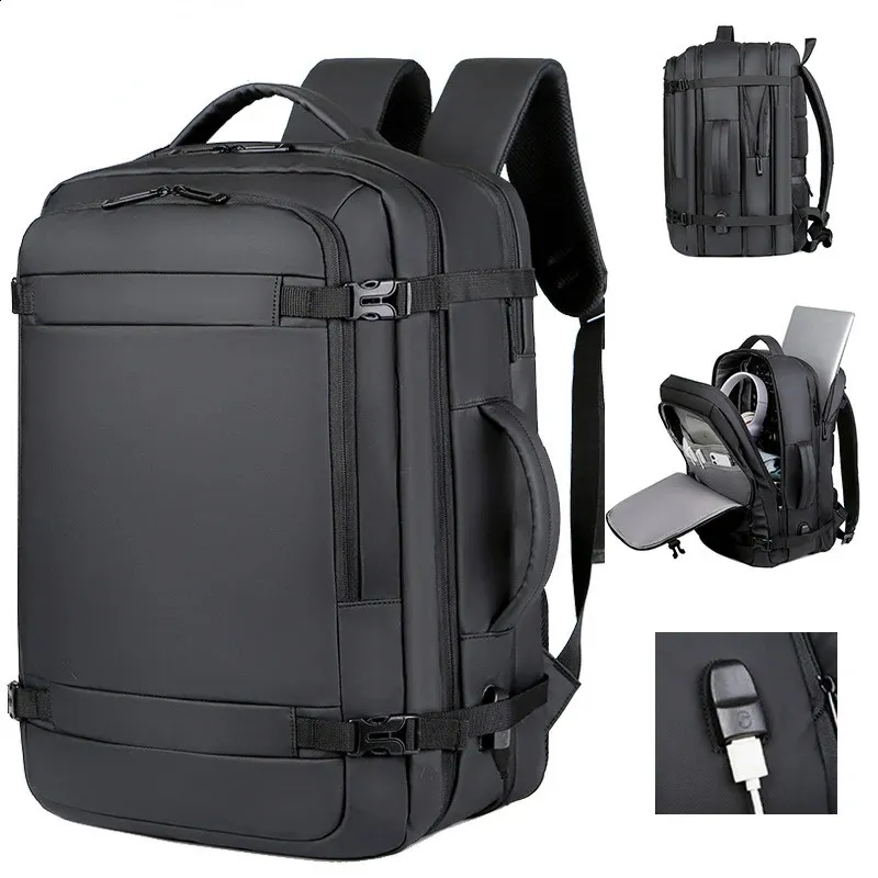 Sac à dos de voyage USB extensible 40l, approuvé par le vol, sacs à main pour avions, résistant à l'eau, sac à dos Durable de 17 pouces pour hommes 240119