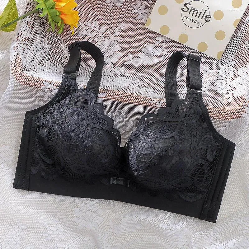 Reggiseni addensati extra spessi 12 cm Reggiseno piatto con arricciatura sul petto piccolo Senza anello in acciaio Biancheria intima sexy con seno chiuso da 8 cm