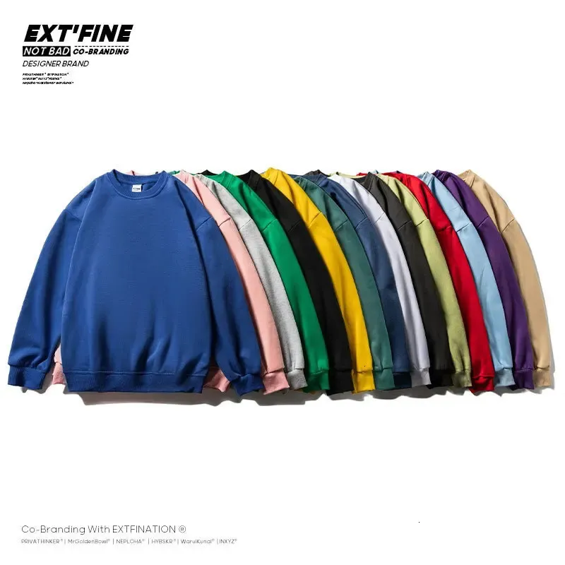 Extfine Unisex büyük boy sweatshirts erkekler kpop sokak kıyafetleri oneck temel hoodies rahat günlük adam kazak hip hop 240202