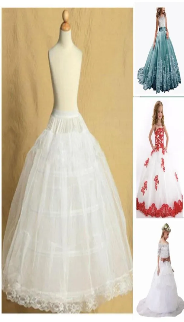 Biały 2 obręcz Regulowany rozmiar Flower Girl Dress Dzieci Dzieci Underskirt Wedding Crinoline Petticoat Fit 3 do 14 lat Girl5022831