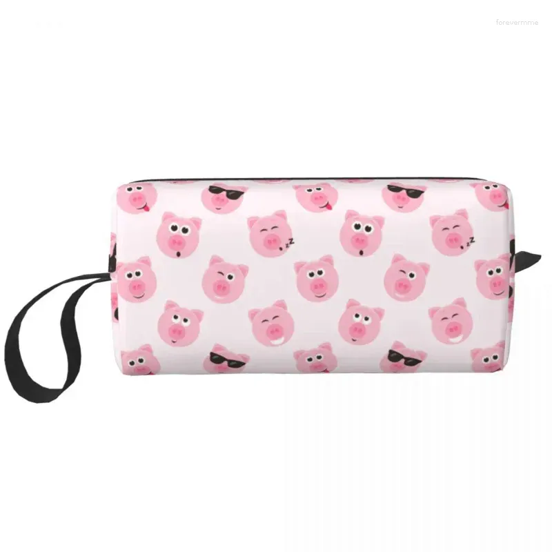 Kosmetiktaschen, rosa Cartoon-Motiv, niedliches Schwein, Tier, große Make-up-Tasche, wasserdichte Tasche, Reiseaufbewahrung für Frauen