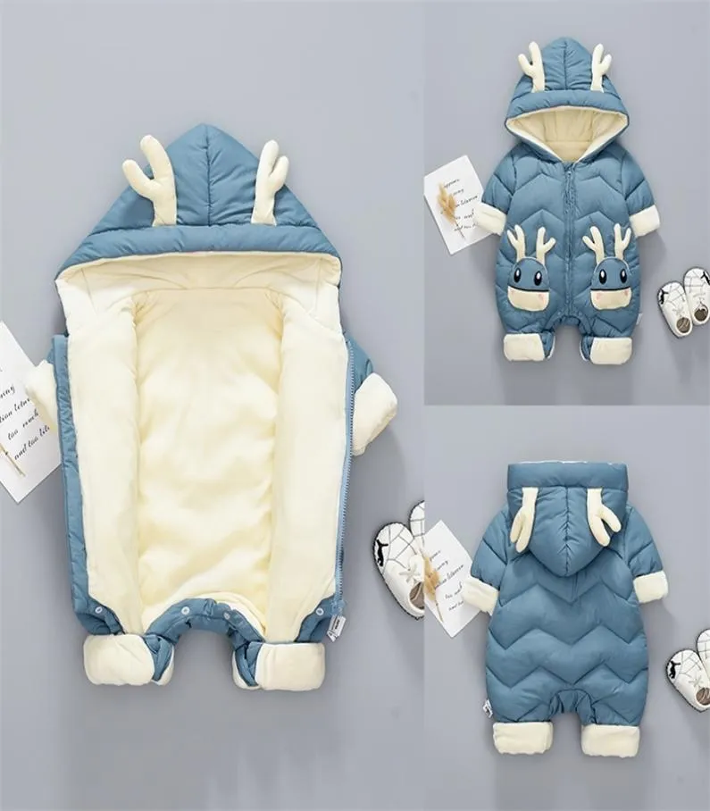 2020 Brand Baby Winter Snowsuit Plus Velvet Thick Baby Boys Jumpsuit 03 Years Newborn Romper Girl clothes Overalls Toddler Coat L5375289