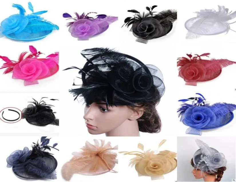 Modern test Colorful Feather Fascinator Hats For Church Wedding Party Evening Prom 2017 Popular Ladies Headband2021895