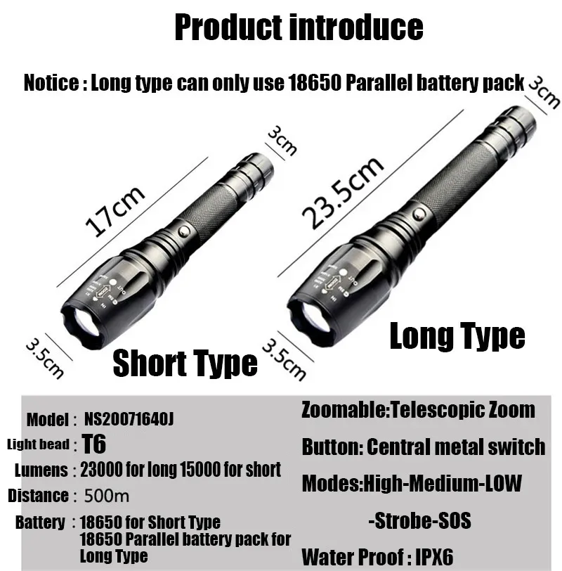 2-Pack 100,000 Lumens Rechargeable LED Flashlights - Super Bright Zoomable Flash Light With USB-C Charging, IP67 Waterproof For Camping & Emergencies