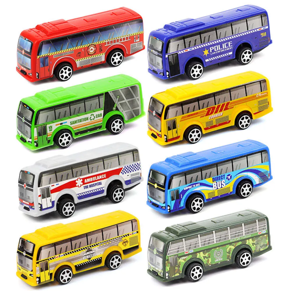 Diecast Model Cars Carros de brinquedo infantis devolvem bicicletas, ônibus e parques de diversões