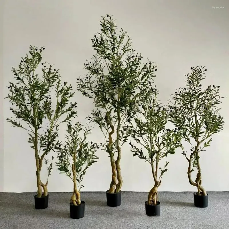 Kwiaty dekoracyjne duże sztuczne gałęzie oliwek i owoce fałszywe rośliny domowe biuro w salonie podłoga bonsai 60-240 cm