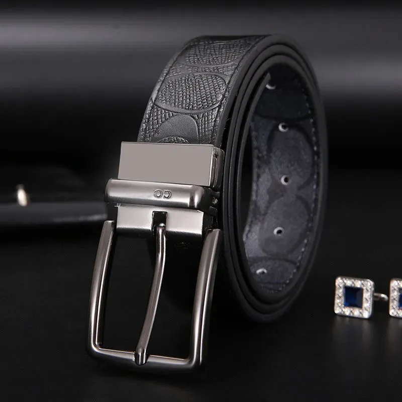 Luxury Mens Belt Designer Belt 3.5cm Knight Print Design 105-125cm Zinc Alloy Buckle Mens Belt Fashion Versatile Style Double-sided available