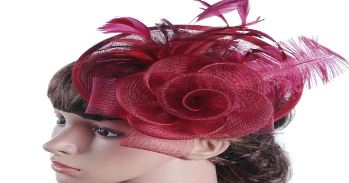 Chapeau européen pour femmes, fil Ma, matériel en cheveux d'autruche, chapeau de banquet occidental, coiffure de mariage, 1256907