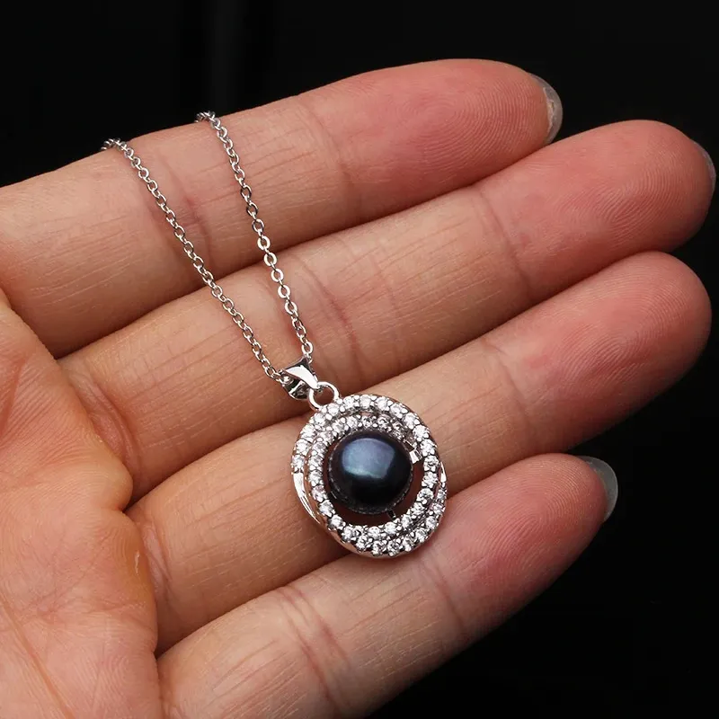 Set di collana e orecchini di perle naturali d'acqua dolce alla moda le donneBellissimi gioielli con ciondolo a conchiglia Anniversario 240119