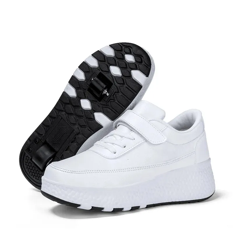 Rull Skate Shoes Kids Spring Casual Sports Children 2 Wheels Sneakers Boys Girls Wheel Shoes Gift Game Toys White Footwear 240129