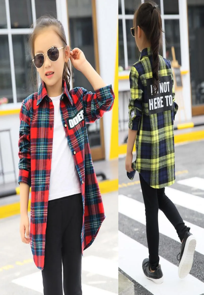 Blusar Baby Girl Autumn Cotton Shirt For Teens Kids Plaid Blus Big Size 4 6 8 10 12 14 16 Years Girl Clothes Tenages LJ2008288939177