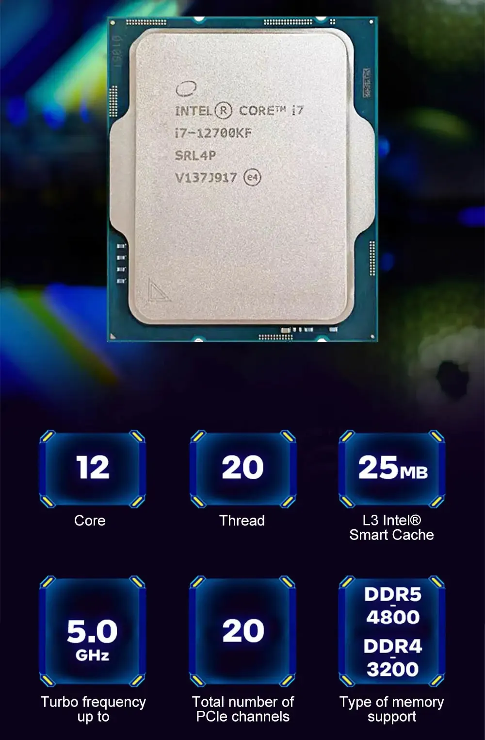 i7 12700kf CPU ジャンク品 Gaming Processor: Intel Core I7 12700KF 1270 MHz 12 Core 16