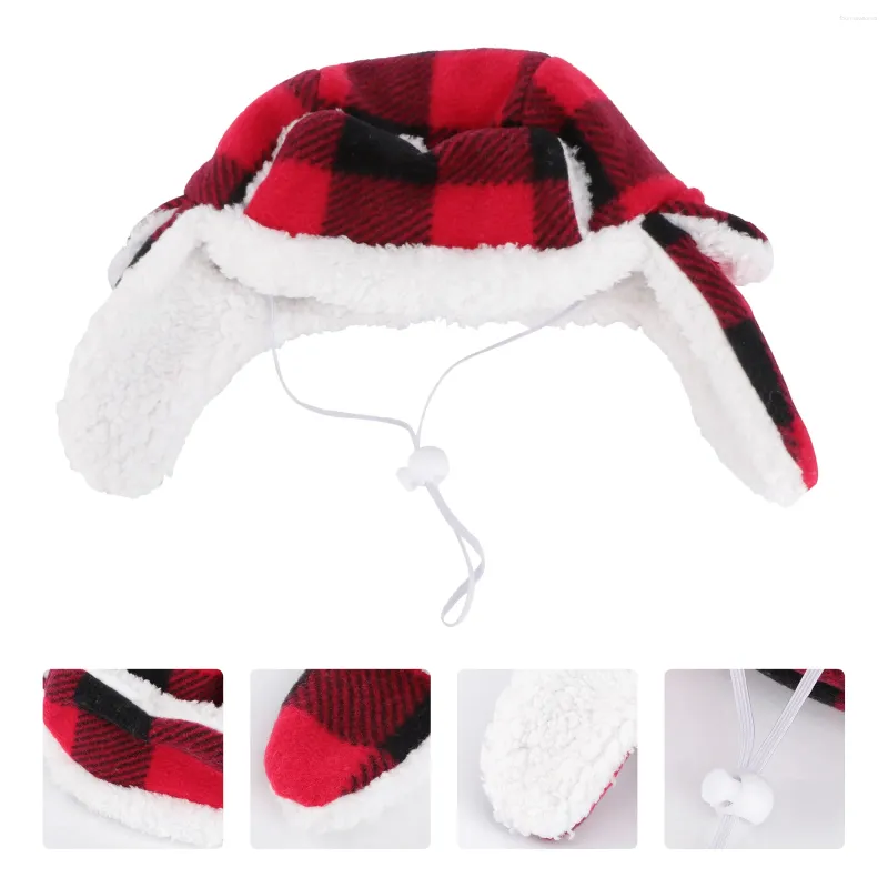 Kapelusz odzieżowy dla psów zimowe psy beret wiatroodporne kostiumy świąteczne Casual Cap ciepło (czarny czerwony)