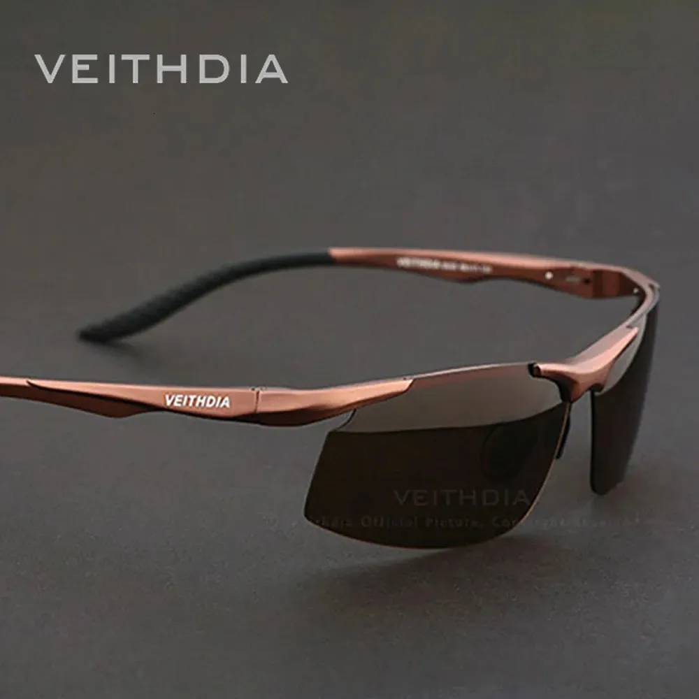 Veithdia Solglasögon Aluminium Men Polariserade UV400 -lins Rektangel Rimless Driving Fishing Sun Glasses Sports Eyewear For Male 6535 240124