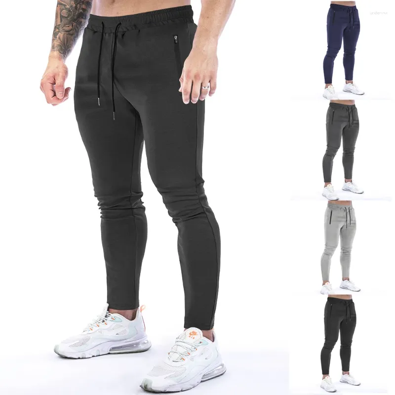 Pantaloni da uomo Pantaloni sportivi in cotone da uomo Pantaloni lunghi da palestra Pantaloni da jogging Allenamento casual Fitness Uomo da corsa Tasca con cerniera sottile