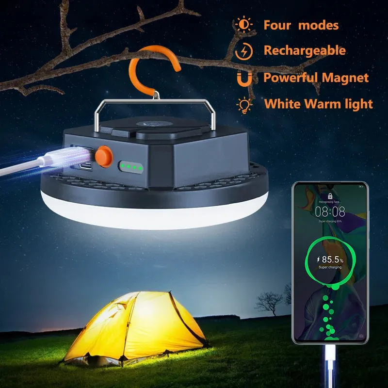 10000mAh LED tente lumière lanterne rechargeable portable d'urgence marché de nuit lumière extérieure camping ampoule lampe lampe de poche maison 240119