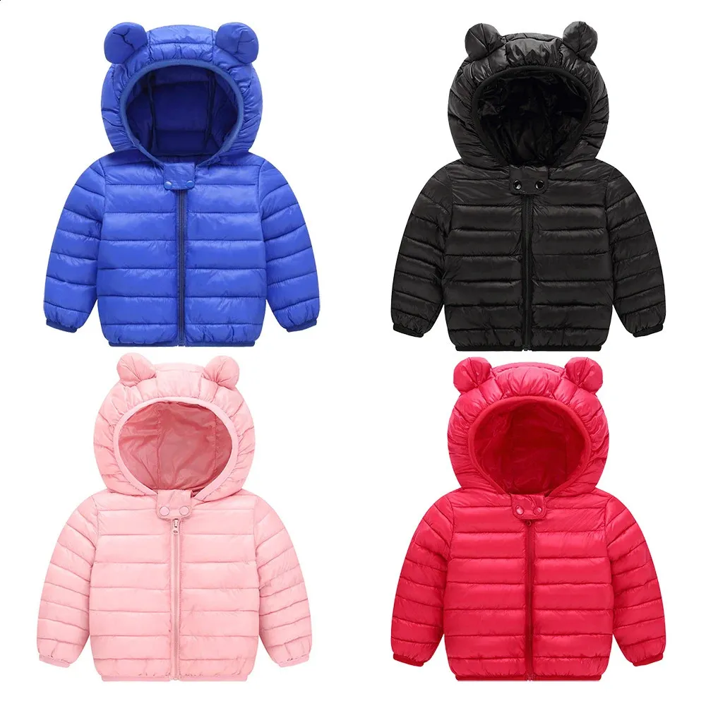 Süße Baby Mädchen Winterkleidung Kinder Leichte Daunenmäntel mit Ohr Hoodie Frühling Mädchen Jacke Kleinkind Kinder Kleidung für Jungen Mantel 240129