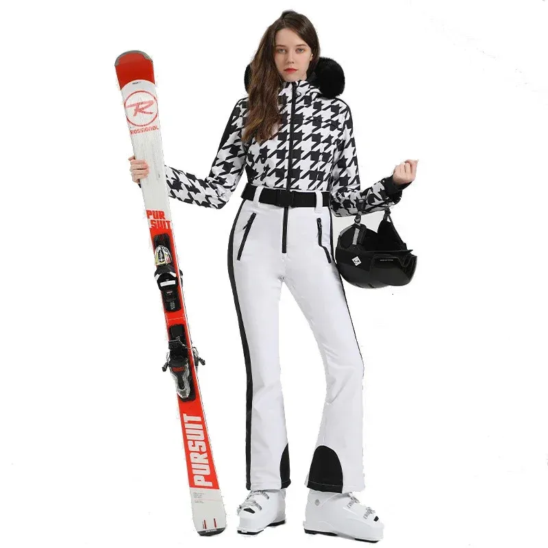 Ternos de esqui para mulheres, conjuntos de esqui, inverno, à prova d'água, roupas térmicas de neve, calças, ternos profissionais de snowboard 240122