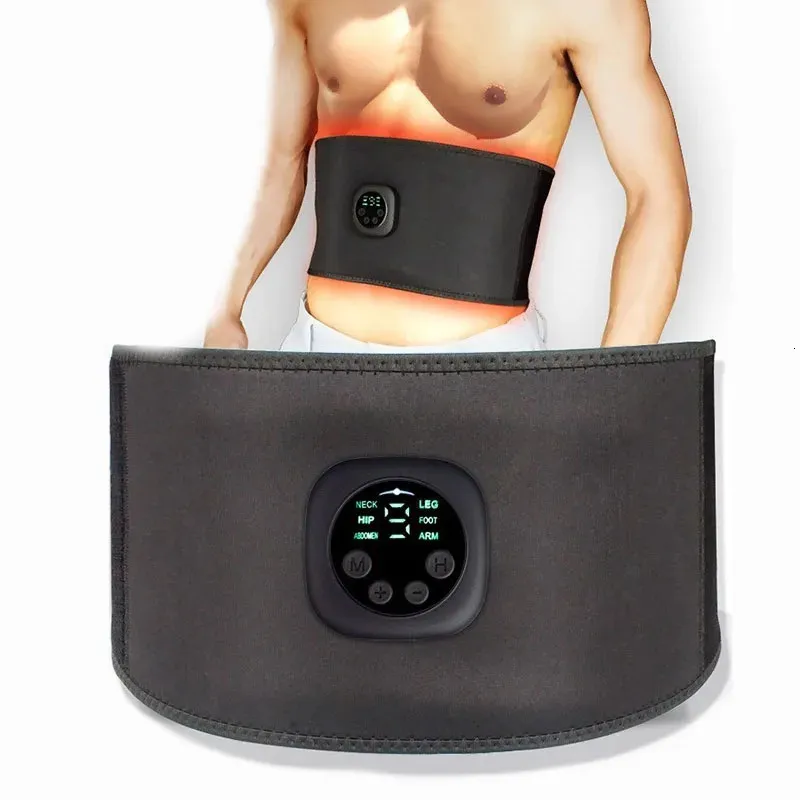 Ems elétrica corpo abdominal emagrecimento cinto faixa de cintura inteligente abdômen estimulador muscular abs trainer fitness perder peso gordura queimar 240123