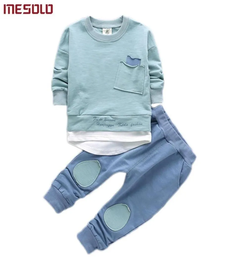 MESOLO enfant en bas âge bébé garçons vêtements tenue infantile garçon enfants chemise hauts pantalons vêtements de sport 2019 vêtements pour enfants pour 12 mois 6 ans2402256597