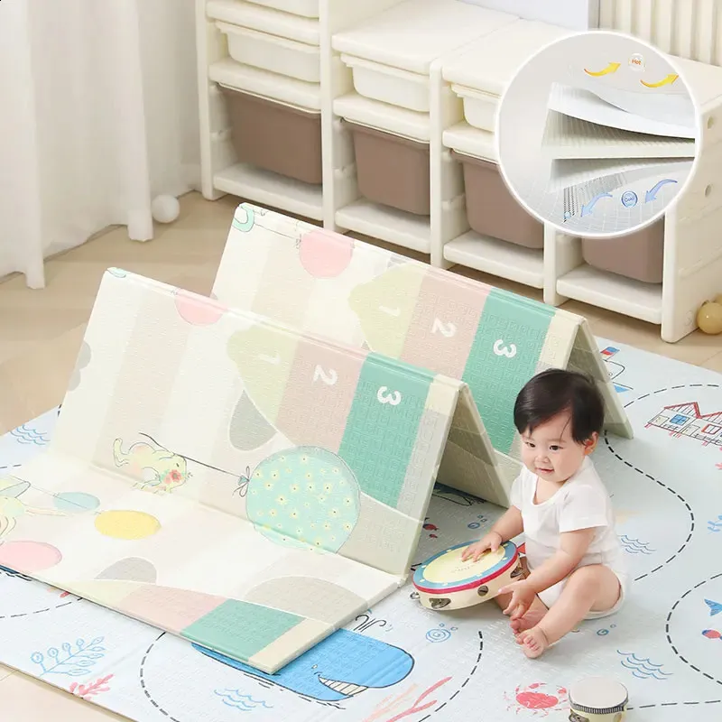 Tapis de jeu brillant pour bébé 180x200x1cm tapis rampant en mousse pliable pour chambre d'enfants jeu Waterprof 1cm 240127