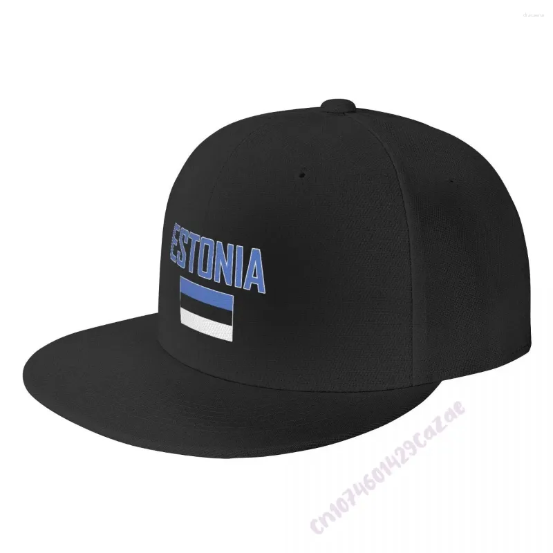 Ball Caps Estonia Flag Flat Brim Baseball Cap Oddychany Regulowalni mężczyźni kobiety Outdoor Hip Hop Hap na prezent