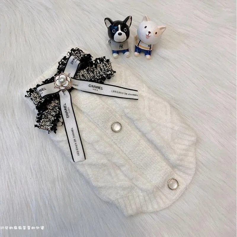 Dog Apparel White Princess Sweater Clothes Sweet Bowknot Design Small Clothing Cat Kawaii Warm Thick Fashion Pet Products Wholesale